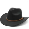 Berets 3 Size Western Cowboy Hat Men Women Vintage Gentleman Lady Jazz Cowgirl Panama Sun Cap Wide Brim Cloche Fedora Hats