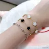 Chain Sweet And Cute Plum Blossom New Design Plant Five Leaf Flower Adjustable Bracelet Women's Luxury Shell Stainless Steel R231025
