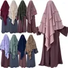 Этническая одежда, женский мусульманский хиджаб, модный трехслойный шарф, шаль, Ближний Восток, Саудовская Аравия, исламский молитвенный платок, однотонный многослойный платок