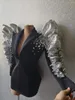 Palco desgaste preto blazer design brilhante strass mulheres desempenho vestido dj night club bar drag queen traje