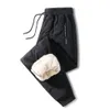 Mens Pants Winter Fleece Straight Byxor Fitness Jogging Sweatpants Lambool Warm Casual Pocket Work 231025