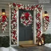 Noel dekorasyonları Noel çelenk seti Noel dekorasyonları açık işaretler ev bahçe ofis sundurma ön kapı asılı çelenk 2024 yıl dekor 231023