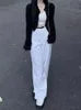 Maglioni da donna Cardigan corto lavorato a maglia Donna Elegante Pelliccia solida Harajuku Maglione con scollo a V Giacca Streetwear Y2k Cardigan 231025