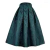 Jupes 2023 Automne Hiver Élégant Coréen Élégant Femme Vêtements Vintage Rétro Taille Haute En Relief Vert Foncé Longue Jupe Plissée