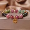 Natural color jasper bracelet female ins niche light luxury retro rabbit pendant delicate hand to send girlfriends