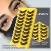 10 Pairs Natural False Eyelashes Curl Russian Volumes 3D Fluffy Mink Reusable Fake Lashes Flexible Extensions Faux Cils