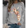 Felpe con cappuccio da donna Autunno/inverno Casual Girocollo Natale Giraffa Stampa Felpa con cappuccio Felpa Kawaii Abbigliamento Streetwear Donna Harajuku Tee