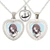 Pendant Necklaces Cute Cartoon Nana Anime Glass Heart Double Sided Necklace With 360 Degree Rotation Cosplay Fashion Accessories Jewelry