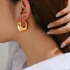 Çember Küpeler Vintage Altın Renk Kadınlar İçin Tıknaz Yuvarlak Çember Açıklama Büyük Kulak Toka Kalın Hoops Paslanmaz Çelik Takı