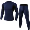 Trainingspakken voor heren Zomer PRO Strakke fitness Sporttrainingskleding Elastisch Sneldrogend pak Lange mouwen Broek 2 stuks