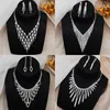 Straight Diamond Necklace Bridal Wedding Dress Full Earring Set Chain Dinner Party Accessories