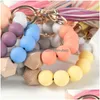 Party Favor Sile Keychains Tassel Wood Beads Armband Keyring Pendant For Women Accessories Party Supplies Drop Delivery Dhbyv