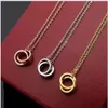 Double ring necklace 18K Rose Gold Lock bone chain short chain pendant for lovers212z