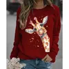 Felpe con cappuccio da donna Autunno/inverno Casual Girocollo Natale Giraffa Stampa Felpa con cappuccio Felpa Kawaii Abbigliamento Streetwear Donna Harajuku Tee