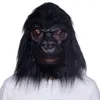 Fournitures de fête Masque de gorille Masques de tête de chimpanzé Adulte Visage complet Singe animal drôle Latex Noir Halloween Cadeaux de carnaval de Noël