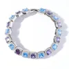 Girocolli Candy Collana Hiphop da uomo 10 mm quadrati blu viola zirconi BlingChain 231025