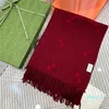 Classic Letters Cashmere Jacquard Long Beard Scarf For Women Designer Double Knit Scarves Lapel Head Scarfs Designers Shawl Plaid Hijab Pashmina 195CM