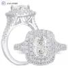 Aaa Gems 18k 2ct bijoux fins véritable or blanc Hip Hops bijoux bande de mariage bague de fiançailles Moissanite pour hommes