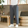 Pantalons pour hommes mode coréenne coton lin mince doux Joggers décontracté respirant pantalons de survêtement japonais Streetwear pantalon