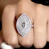 Anéis de casamento lindo marquise em forma de anel feminino completo bling gelado brilhante zircônia cúbica feminina jóias de declaração