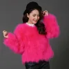 Real Fur Coat Women Fashion Fur Coats Winter Real Ostrich Fur Jackets Natural Turkey Feather Fluffy Outerwear Lady