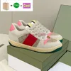 Luxury casual shoes Classic Vintage Screener Dirty Leather Web designer Sneaker white beige ebony green obsidian grey strawberry printed men women sneakers 43221