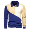 T-shirts pour hommes 2023 Polo contrasté à manches longues T-shirt décontracté Fitness Couture Top Revers Hommes Vêtements
