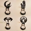 Castiçais 1 pc Halloween Ferro Artesanato Preto Monstro Castiçal Decoração Mesa Ornamento Engraçado Festa Decoração de Casa 2023