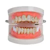 Nieuwe Hiphop tanden tand grillz koper zirkoonkristal tanden grillz Dental Grills Halloween sieraden cadeau geheel voor rap rapper me243g