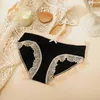 Japanese sexy lace edge Modal cotton women's panties comfortable breathable mid-waist seamless girl triangle panties women