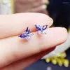 Studörhängen Natural Real Blue Sapphire Butterfly Style Earring 925 Sterling Silver 0,15CT 2st Gemstone T23315