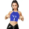 Canotte da donna Sexy Wetlook PVC Halter Bandage Finto lattice Cerniera posteriore Corsetto Top Camis Fashion Street Punk Clubwear Ragazze Gothic 7XL