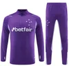 23/24 Cruzeiro Set Futbol Kulübü Futbol Ekipmanı Chandal Futbol Anket Erkekler Çocuklar Yarım Zip Sweatshirt Ceket