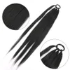 Extensões de cauda de cabelo sintético tranças de boxe envoltório em torno de chignon cauda com anel de borracha 26 polegadas marrom ombre trança diy 231025