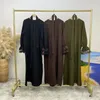 Roupas étnicas Modest Abaya Eid Ramadan Mulheres Muçulmanas Cinto Renda Maxi Vestido Marocain Caftan Femme Musulman Vestidos Árabe Robe Jalabiya