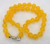 Kedjor Natural 8/10/12mm Yellow Topaz Round Gemstone Beads Halsband 20 "