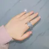 Mode smycken Hip Hop Mens Cuban Ring Iced Out 925 Sterling Silver 3Rows VVS Princess Cut 10k/14k Moissanite Ring