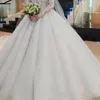 2024 Luxe Kralen Crystal Baljurk Trouwjurken Elegante Lange Mouwen Bruid Toga Vestidos De Novia Prinses Trouwjurk Jurken
