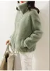 Damen-Fell-Kunstjacken für Damen, warme Jacke mit Reißverschluss, gepolstert, doppelseitiger Fleece-Rollkragenmantel, Sweatshirt 231025