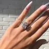 Womens trouwringen mode zilveren edelsteen verlovingsringen voor vrouwen vierkante gesimuleerde diamanten ring sieraden