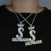 Halsketten mit Bling-Kubikzirkonia-Gepflastert, selbstgemacht, tropfender S-Brief, kronenförmiger Anhänger, Halskette für Männer, Iced Out-Charms, Hip-Hop-Schmuck, vghdf 231025