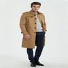 Płaszcze męskie płaszcze płaszcze szczupły wiatrówki, jednoablezowany młodzieżowy moda brązowa brązowa odzież nad kolanami w stylu jesiennym