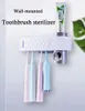 Toothbrush Holders Smart Ultraviolet Germicidal Toothbrush Holder Box Toothbrush Cleaner Toothpaste Dispenser Wall Mount Bathroom Accessories 231025