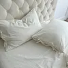 Yatak takımları organik pamuk doğal beyaz yorgan kapağı seti yumuşak ikiz çift kraliçe ultra set tebrik kapak yatak sayfası yastık 231025