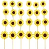 Feestelijke benodigdheden 24 stuks zonnebloem cupcake toppers gele bloem taartprikkers tandenstokers bruiloft verjaardagsdecoraties