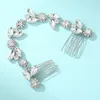 Headpieces Rhinestones Double Head Hair Comb Glittering Handmade Stable Messy Bun Maker For Bridesmaid Wedding Dating Shopping