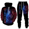 Erkek Trailtsits Tiger Hoodie Sweatshirt Trailsuit 3D Baskılı Büyük Boyutlu Spor Giyim Pantolon Setleri Kalça Komik Set Giyim