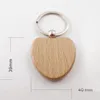 Keychains 15PCS/Lot Wooden Blank Round Rectangle Key Chain DIY Promotion Pendant Wood Keychain Tags Promotional Keyring Party Gift Jewelry