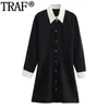 Casual Dresses Womens Black Short for Women Elegant Button Up Shirt Dress Woman Autumn Long Sleeve Mini Dres