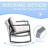 Camp Furniture Greesum 3 stycken Rocking Wicker Bistro Set Patio Outdoor Conversation set veranda stolar glas soffbord beige